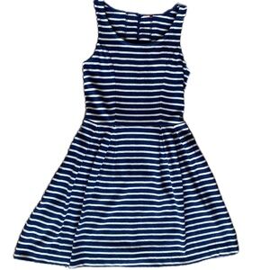 Belk dress skater style fit and flare blue white stripe XS